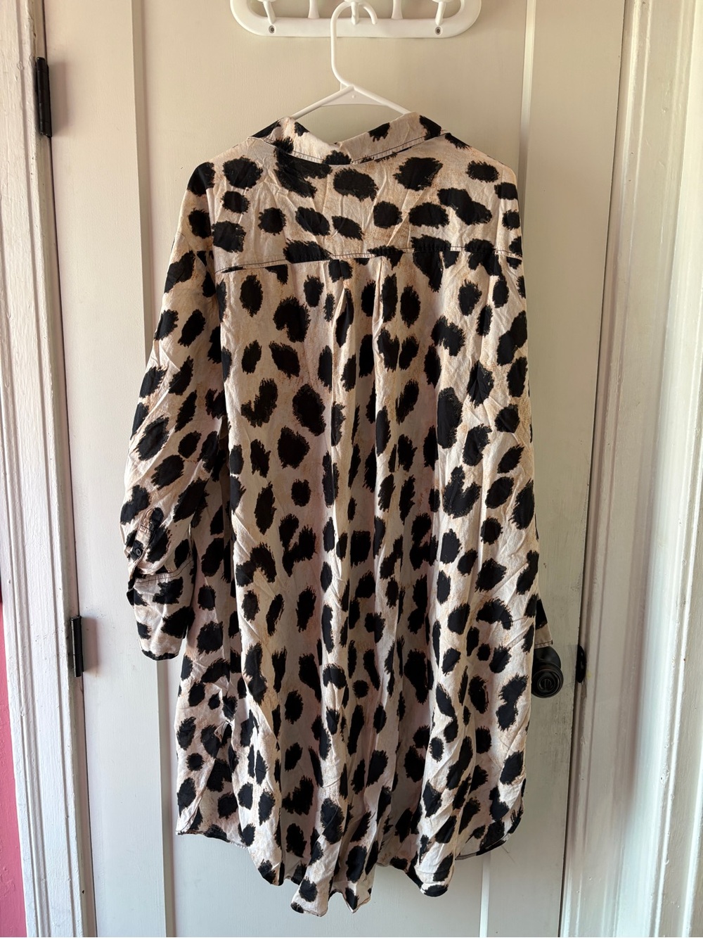 H&M Beige and Black Leopard-Print Maxi Shirt Dress